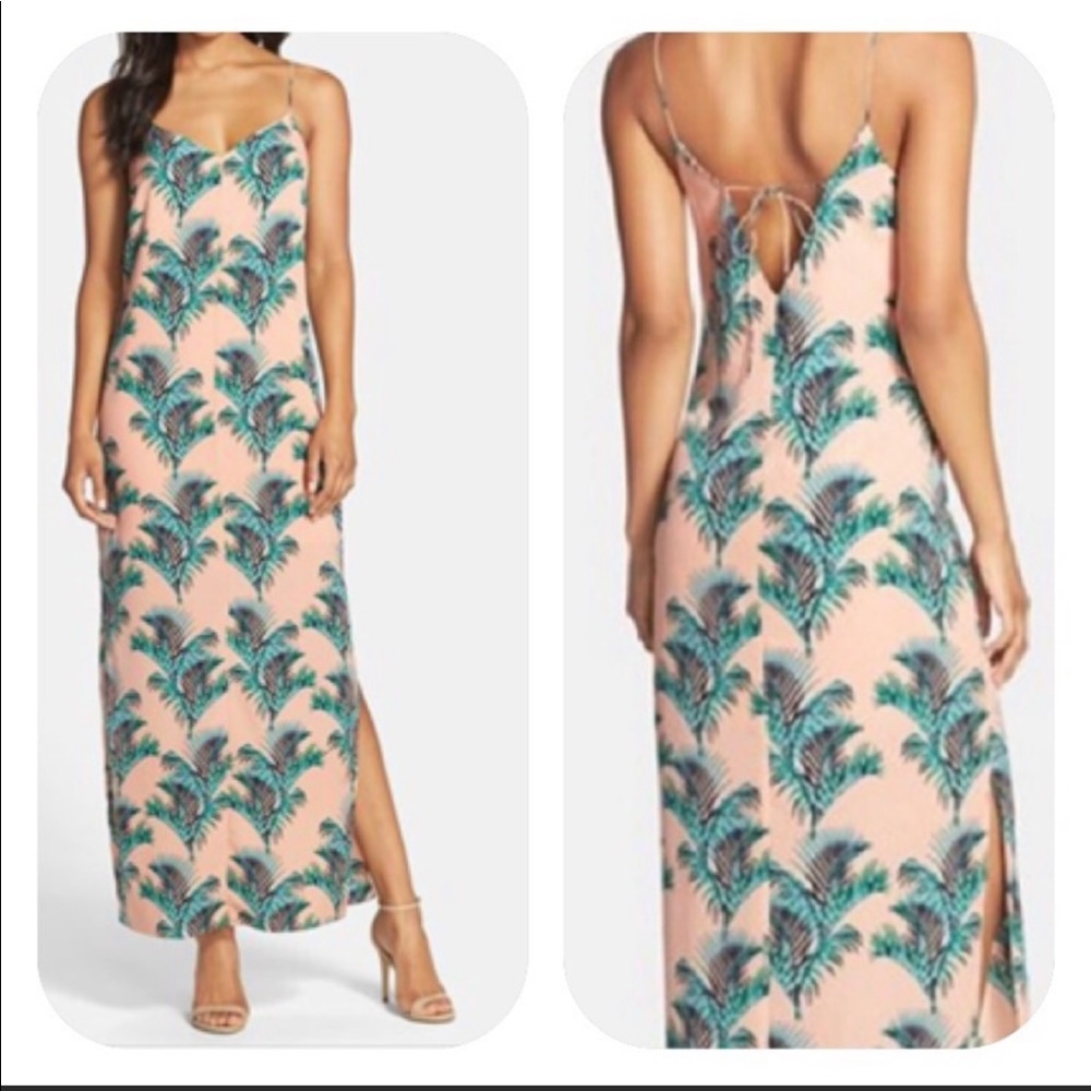 Cece Cynthia Steffe Palm Leaf Maxi Slip Dress 10